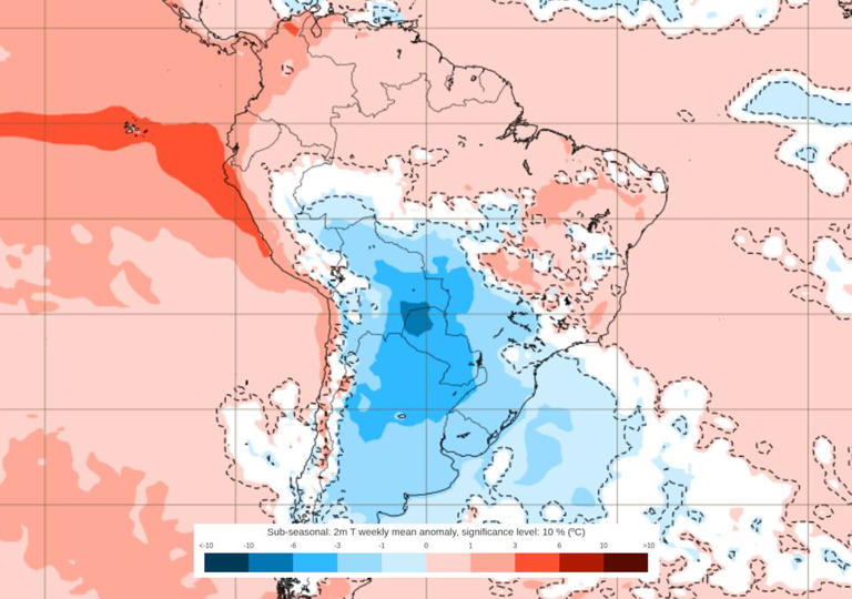 Previsão de anomalias de temperatura entre os dias 20 de Junho e 6 de Julho mostra que o frio permanecerá intenso ao longo da semana que vem em boa parte do país, inclusive no Norte.