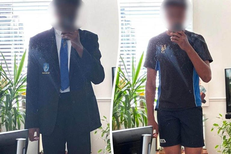 Andrea Dallen’ son in school uniform (L) & PE kit (R)