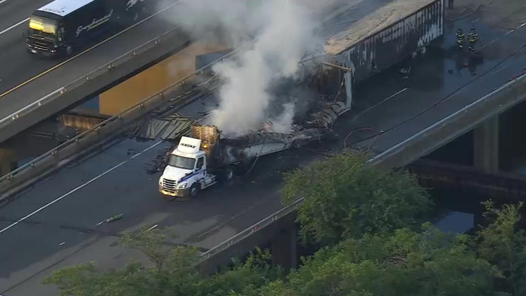 Driver killed after tractor-trailers crash on NJ Turnpike, burst into ...