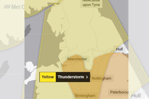 Met Office issue 'yellow weather warning' for thunderstorms across the ...