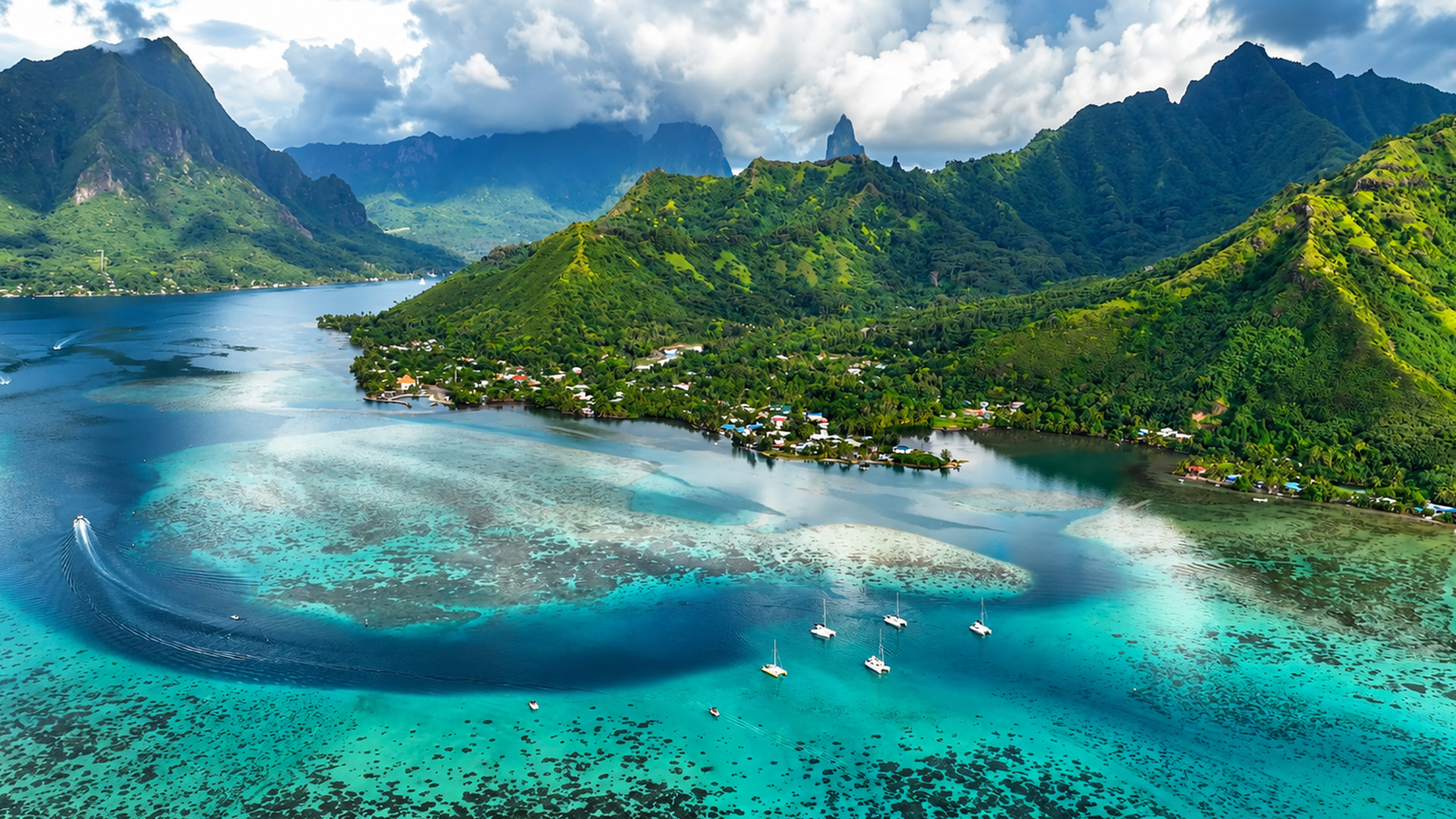 A tropical island surrounded by a natural barrier