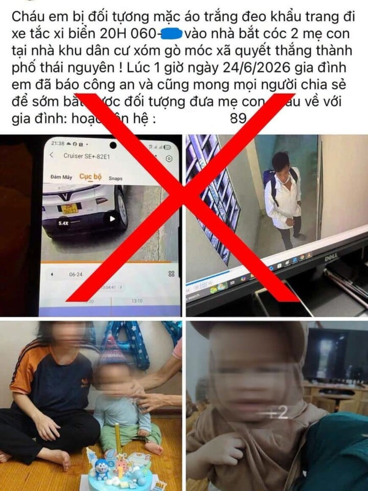 Công an bác tin đồn hai mẹ con bị bắt cóc ở Thái Nguyên