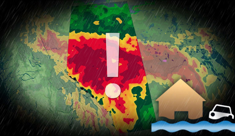 50-80 mm: Additional heavy rain and heightened flood risk in Alberta