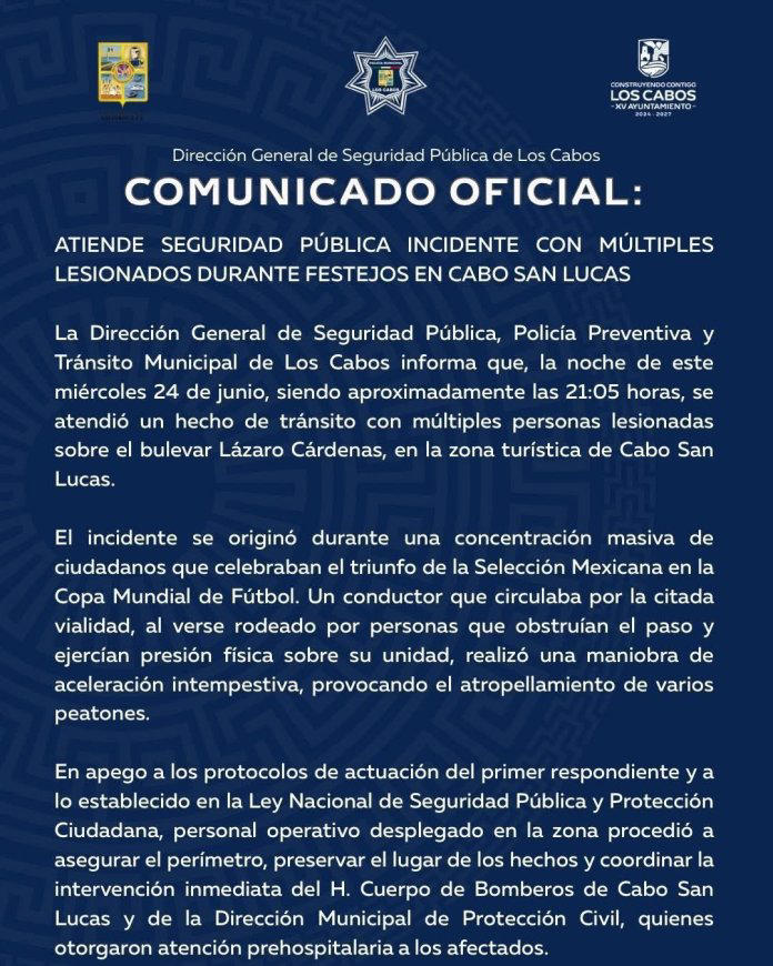 Festejos por triunfo de México en el Mundial 2026 terminan en tragedia en Cabo San Lucas