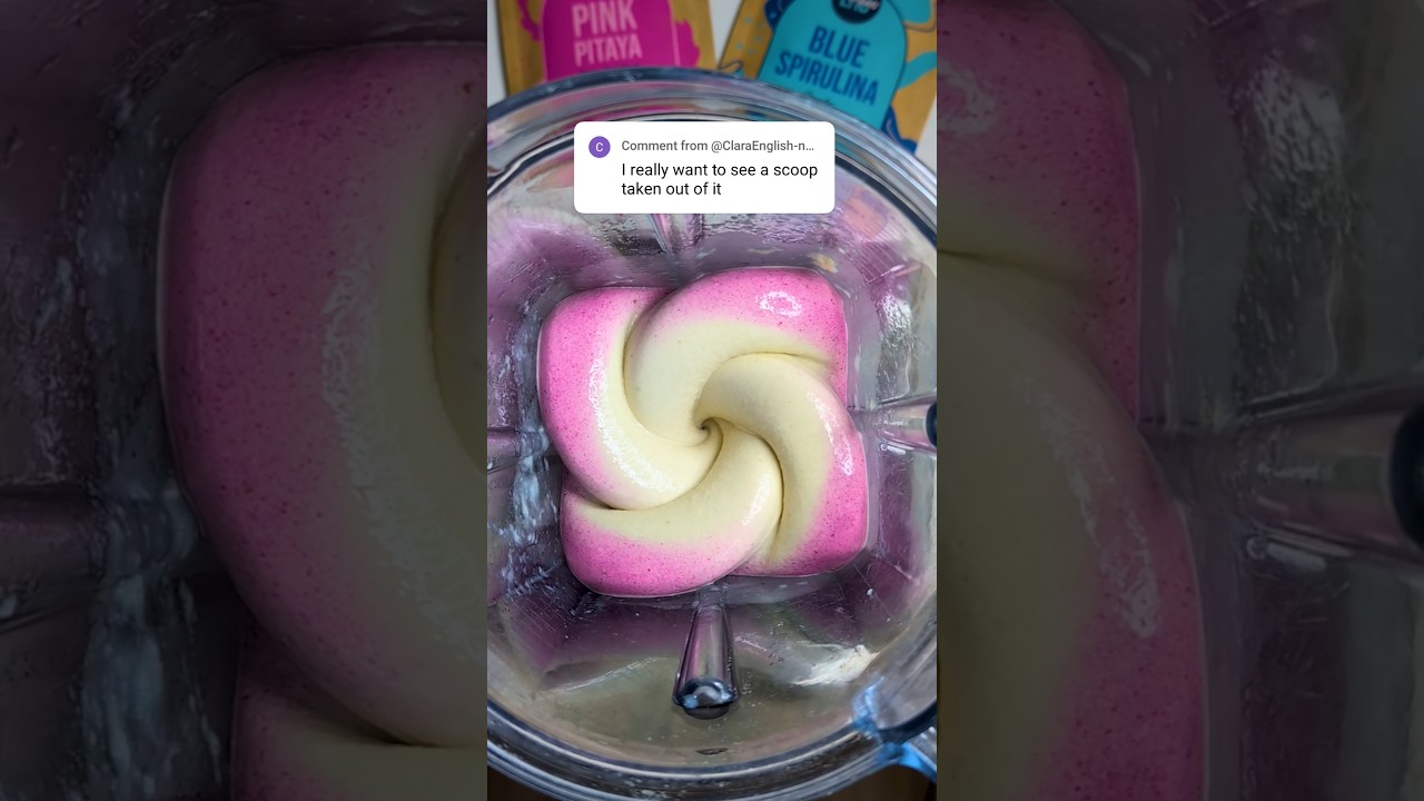 Taking a scoop out of my satisfying smoothie 😱