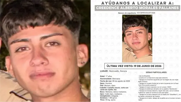 Reportan desaparición de menor Creedence Morales Pallanes en Hermosillo