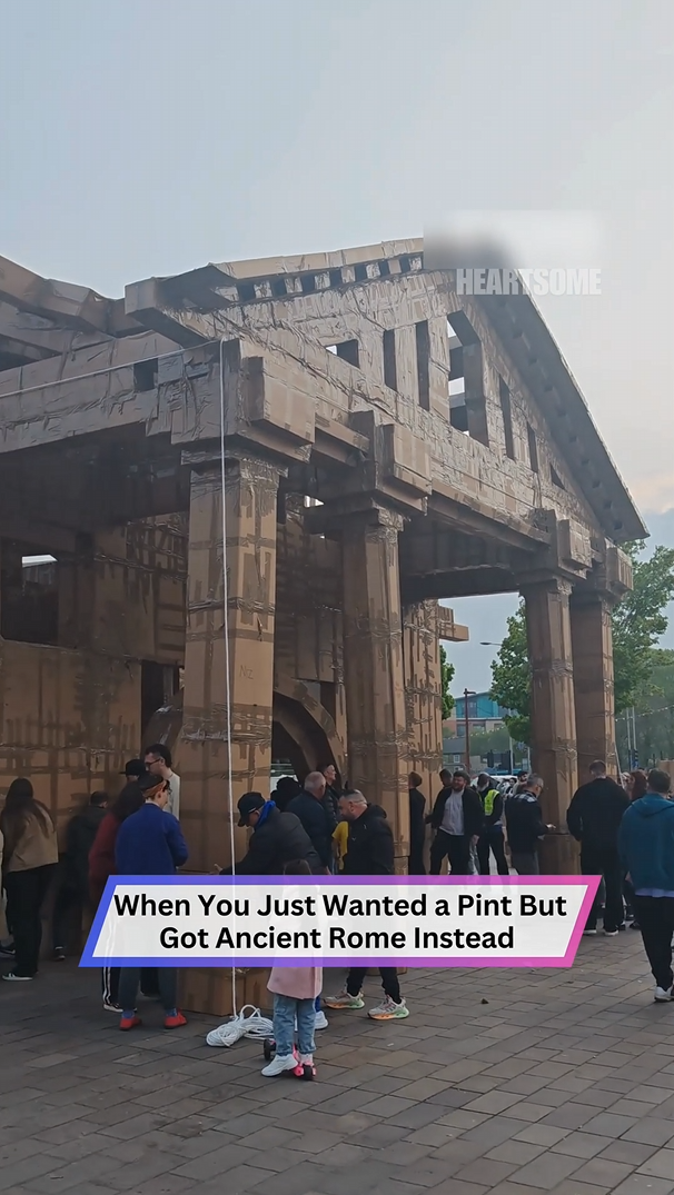 They built a Roman Colosseum replica using only cardboard and tape