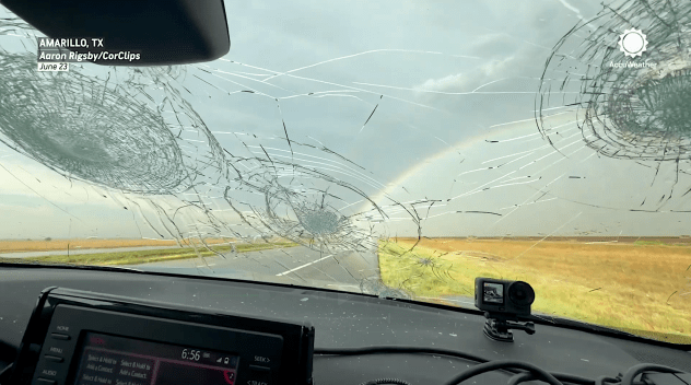 Watch: Baseball-sized hail caves in windshield during Texas storm chase