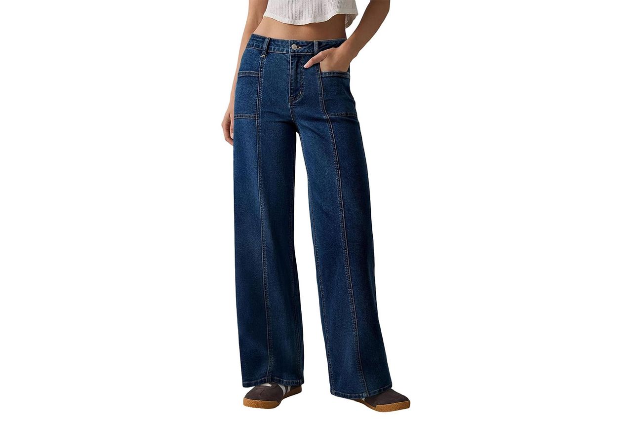 Women's High Waisted Wide Leg Jeans Strechy Straight Leg Baggy Denim Pants Trendy 2026