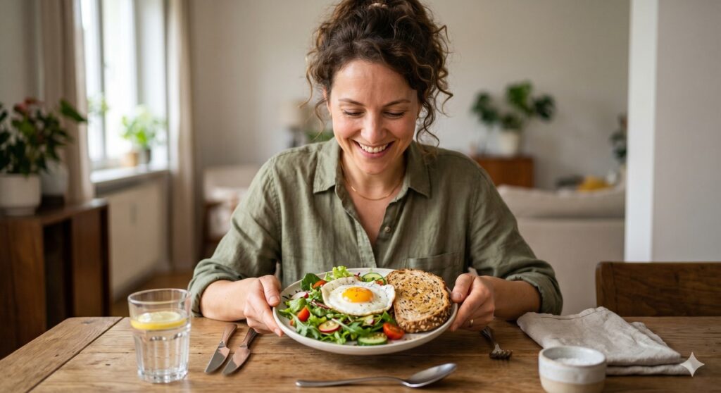 Prote&iacute;na, fibras e boas escolhas ao redor do ovo influenciam a saciedade e a qualidade da refei&ccedil;&atilde;o.