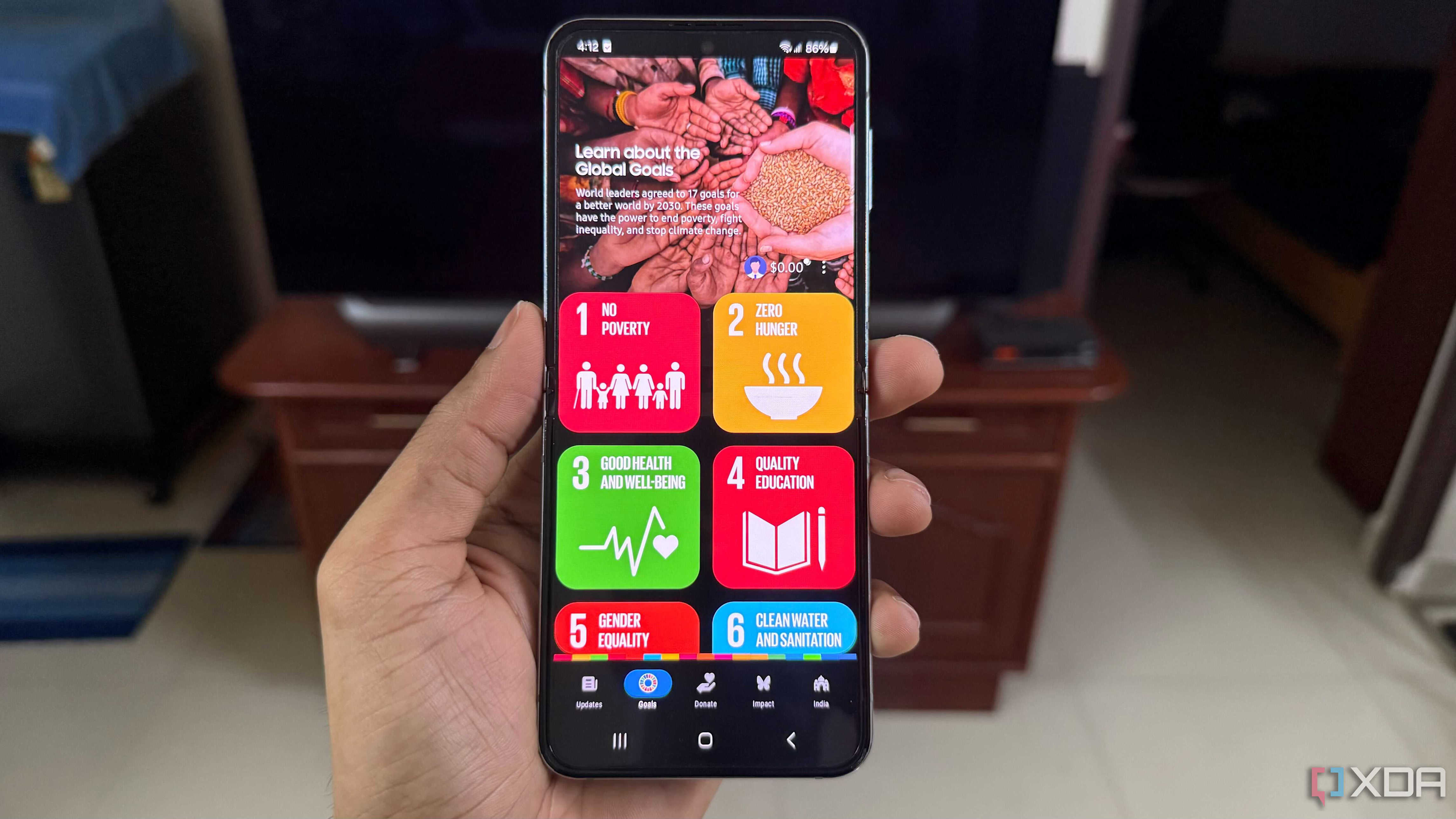 Samsung Global Goals app on Z Flip 5