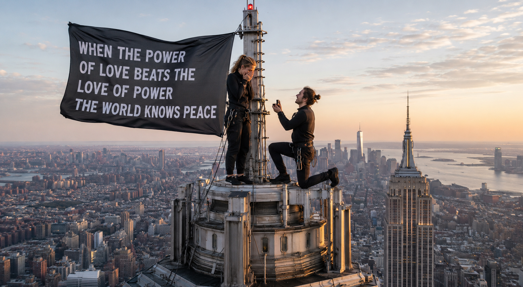Love at 1,454 feet: Daredevil couple scales the Empire State Building ...