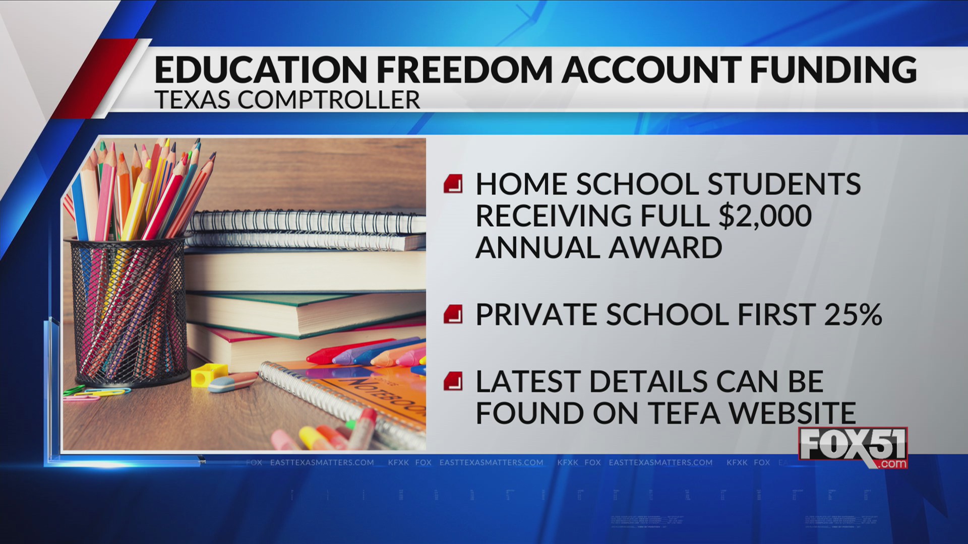 TEFA receive initial funding as part of Texas new school choice program