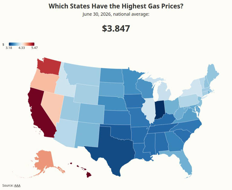 Map shows highest gas prices across US as Trump demands: 