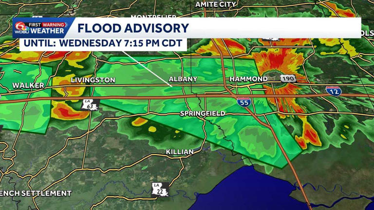 A flood advisory is in effect for parts of the Northshore