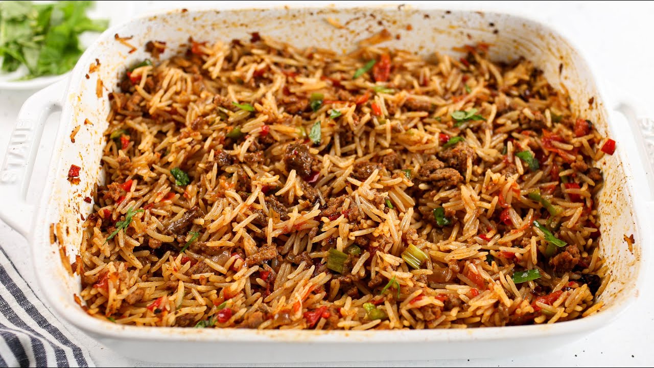 Discover the secret to baked dirty rice!