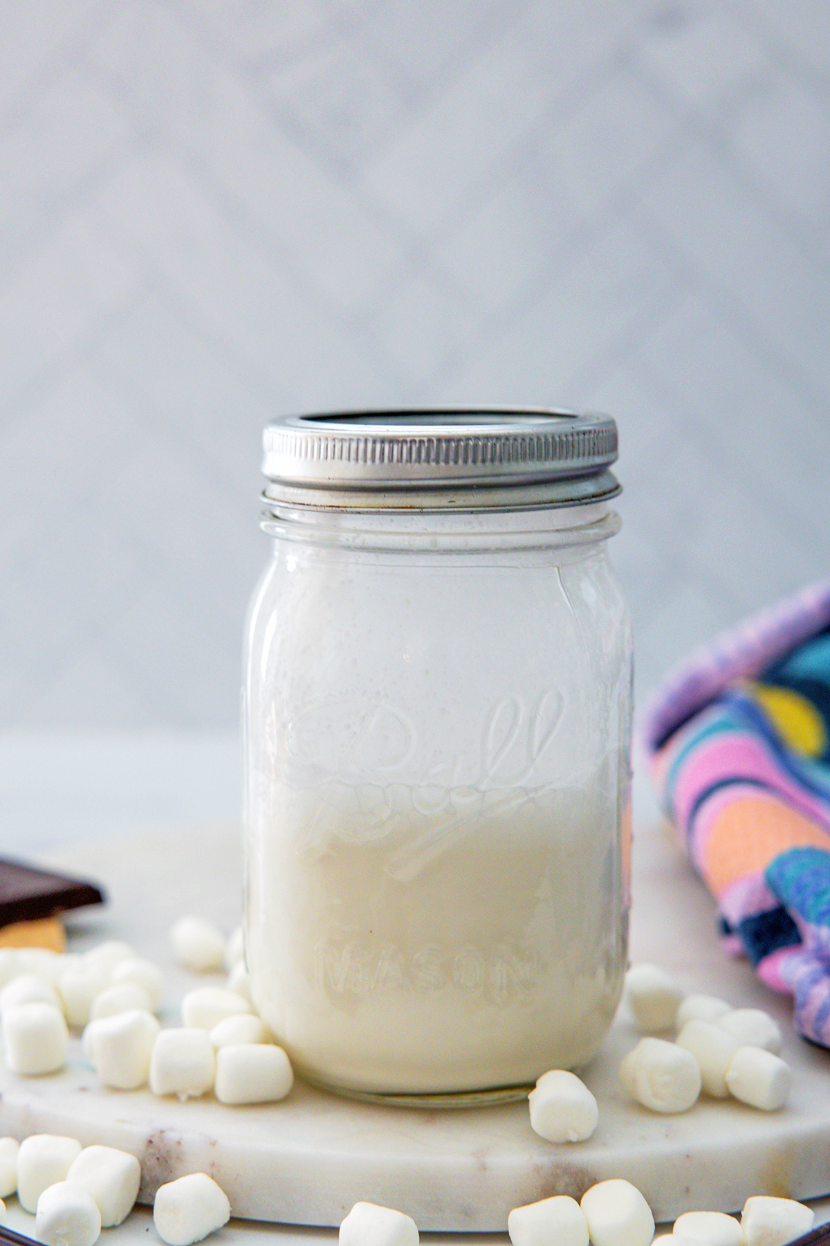 Marshmallow sweet cream in a mason jar.