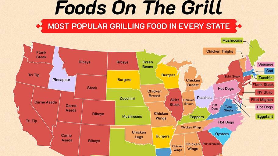 The most popular grilled foods by state, mapped