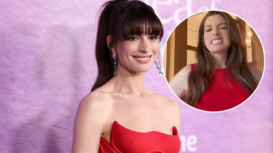 Anne Hathaway hilariously reacts after she wore jumpsuit backwards