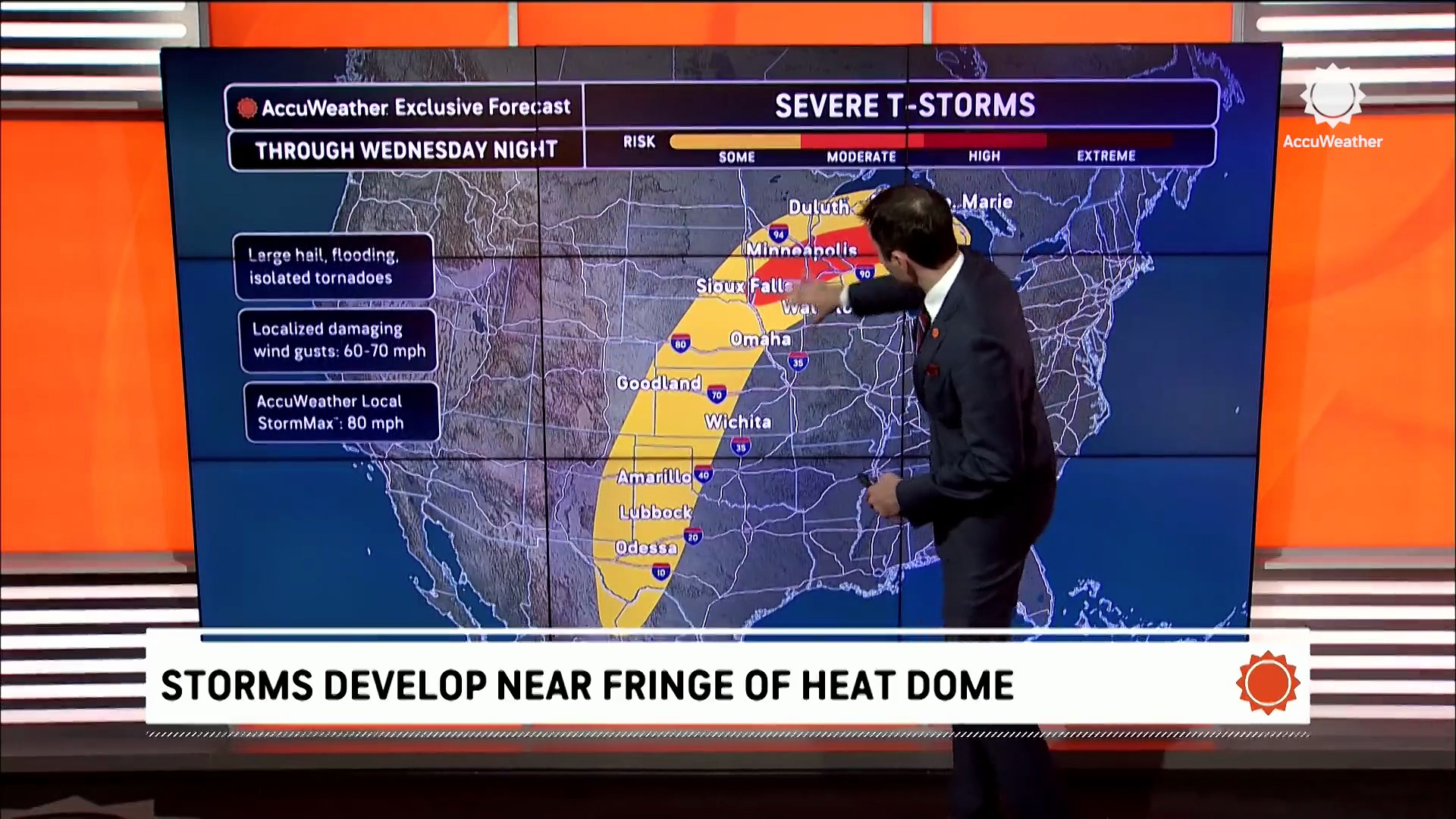 Severe storms fire up on the fringes of the heat dome
