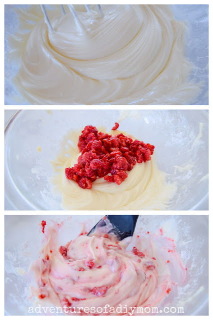 raspberry cream cheese frosting collage