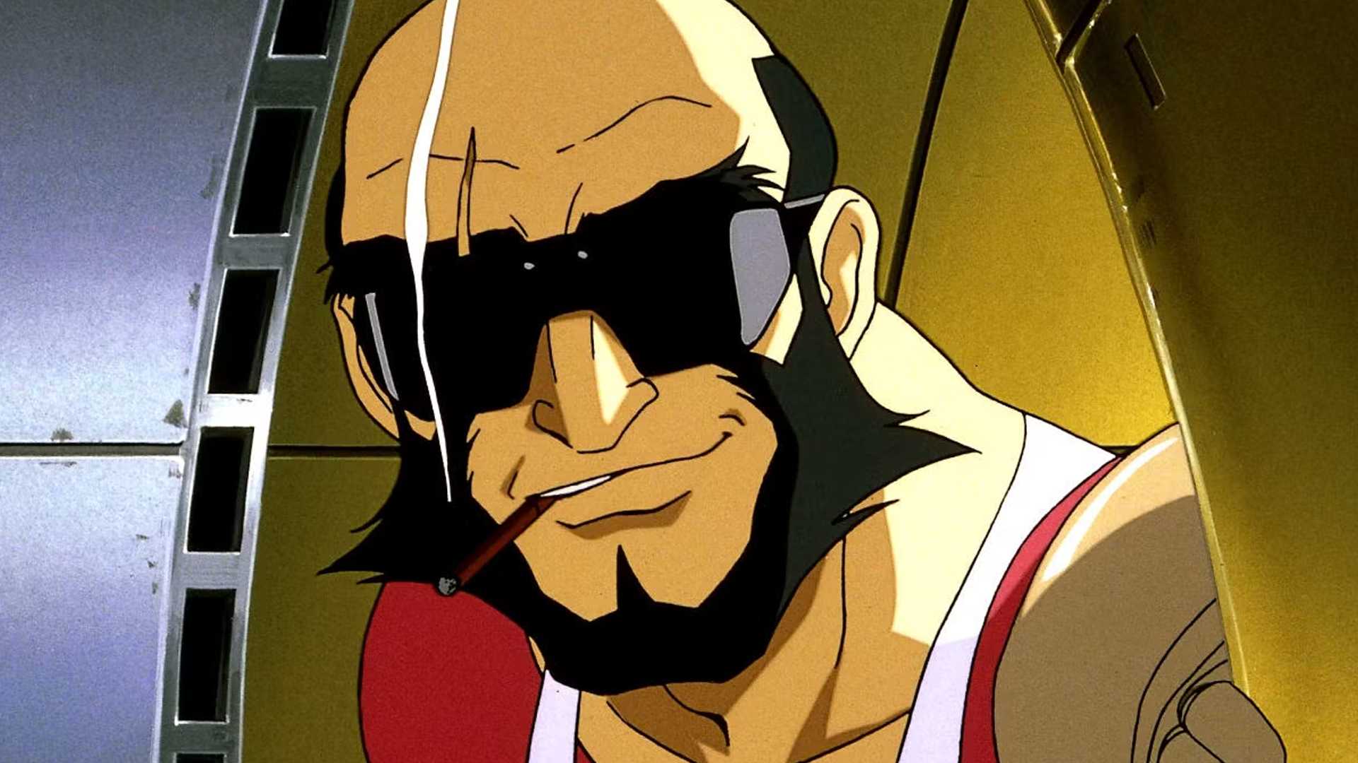 Cowboy Bebop's Jet Black smoking with a grin