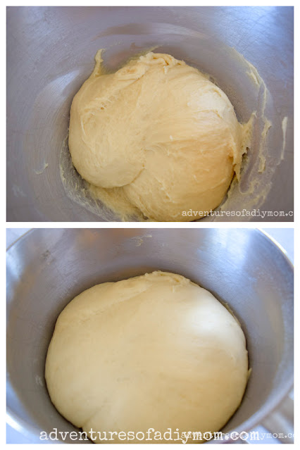 collage of before and after dough rising