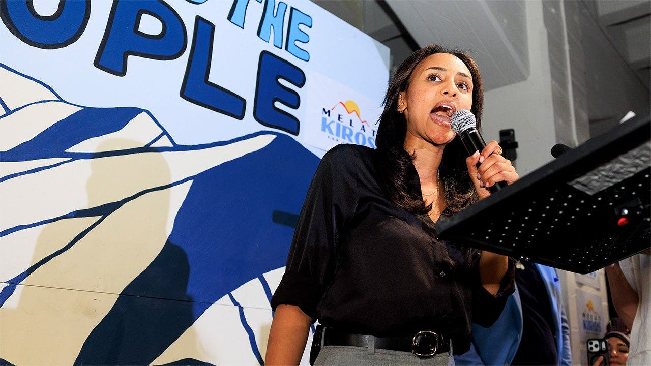Democratic congressional candidate Melat Kiros speaks to supporters at an election-night watch party after winning the Colorado primary on June 30, 2026 in Denver, Colorado. Kiros defeated incumbent Rep. Diana DeGette, D-Colo., in the Democratic primary.