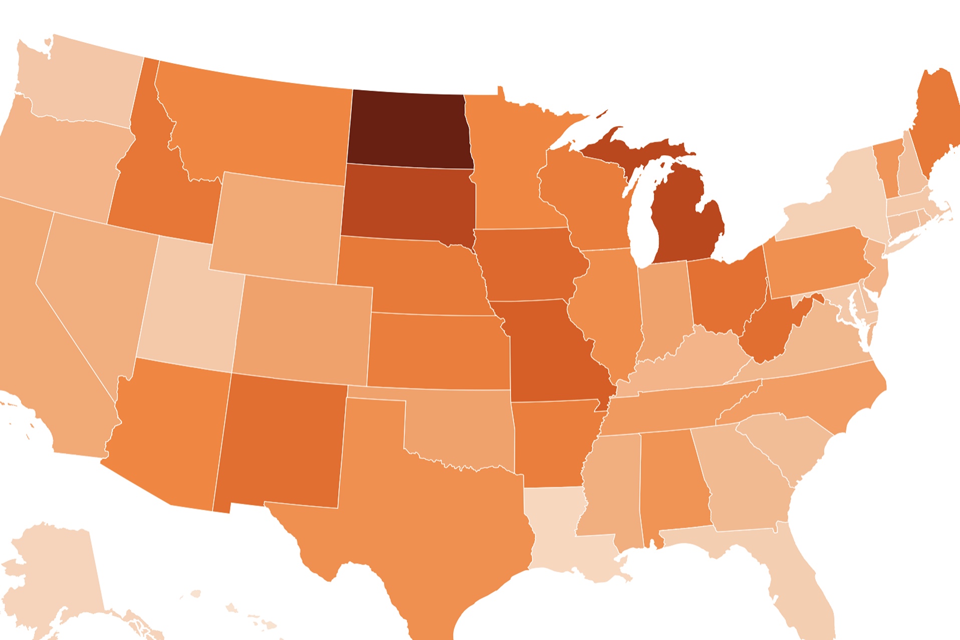 Map shows states most vulnerable if USMCA trade deal ends