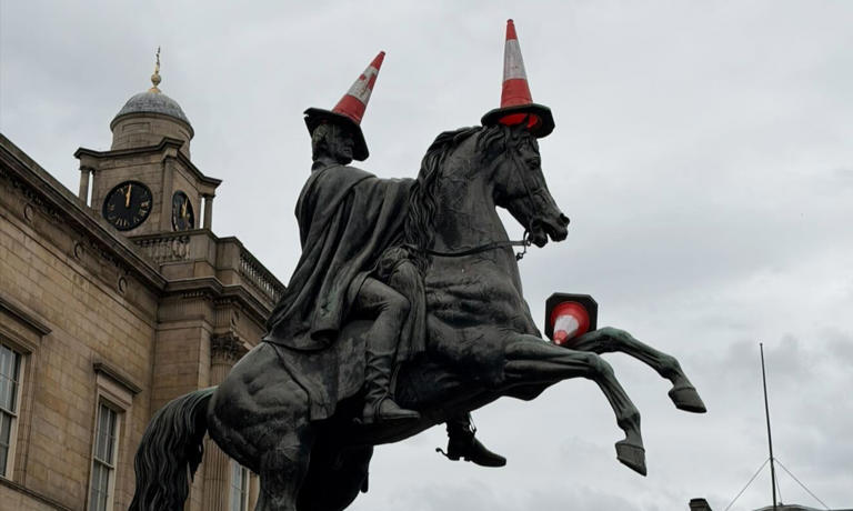 Copycat cone trend risks damaging Edinburgh’s historic statues, warn ...