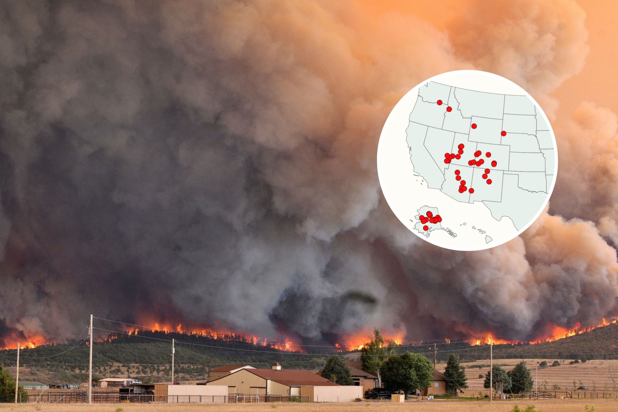 Map shows all major wildfires burning across more than half-a-million acres