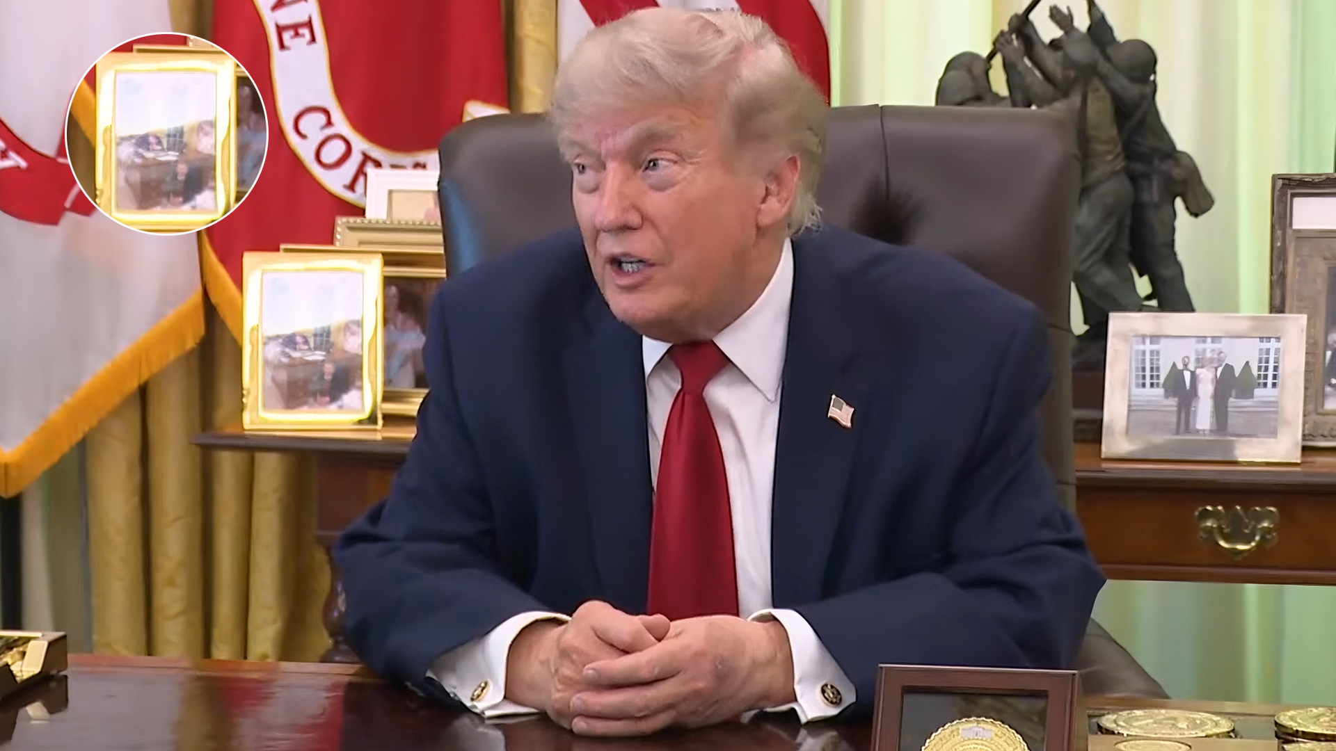 Trump press conference fuels online speculation over viral desk moment