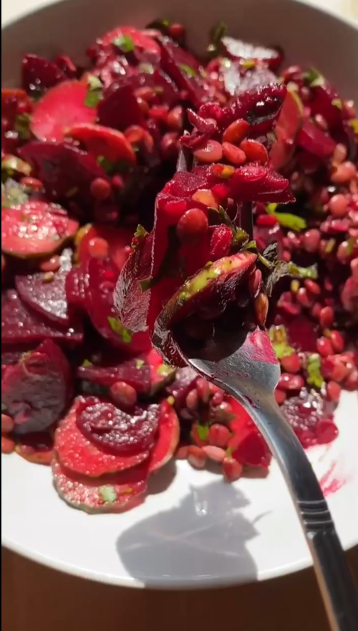 A refreshing beet and cucumber salad with balsamic