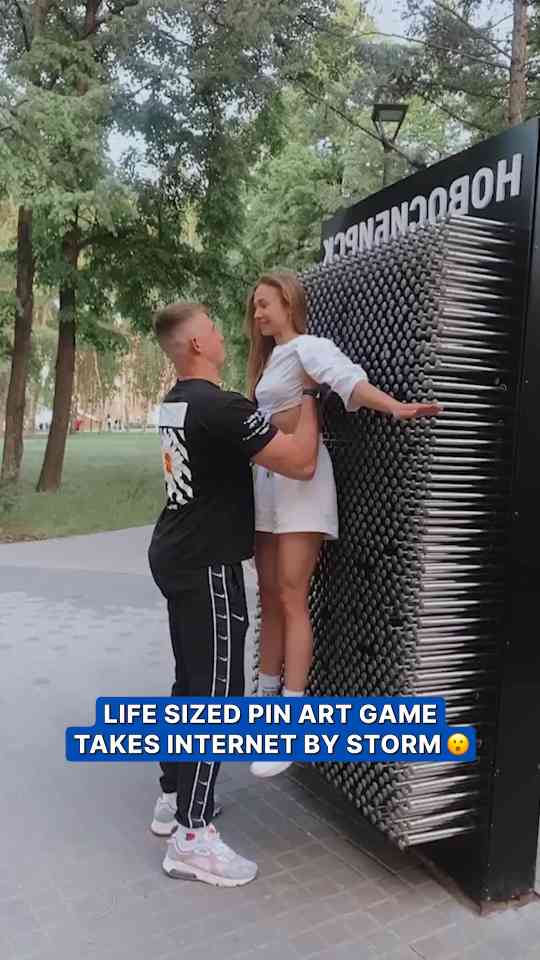Life-size pin art display creates interactive experience