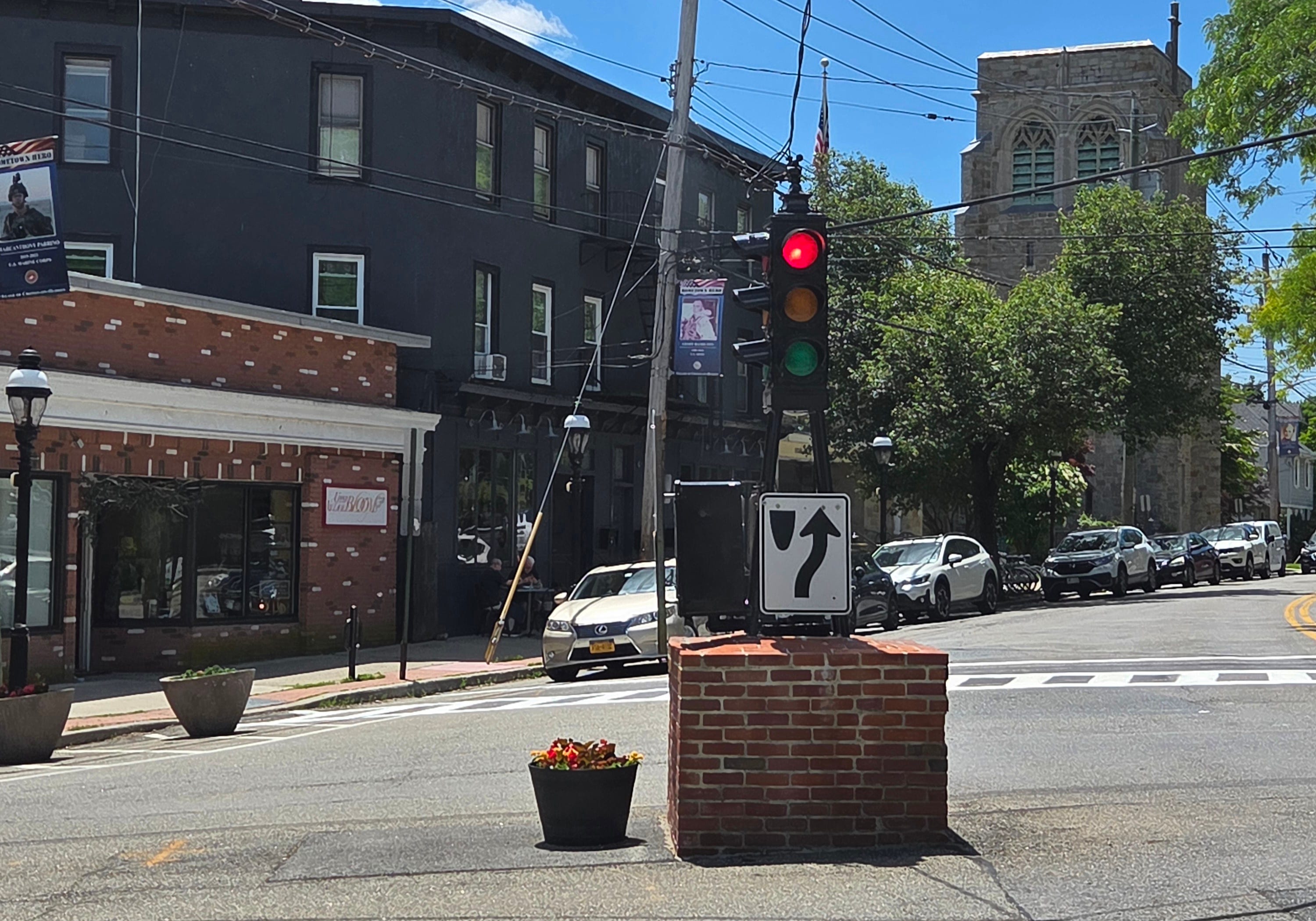 An intersection in the writer's new town.