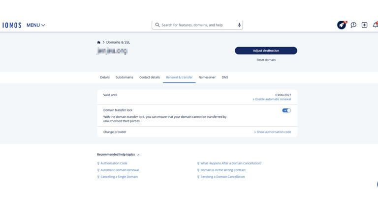 IONOS domain registration service review