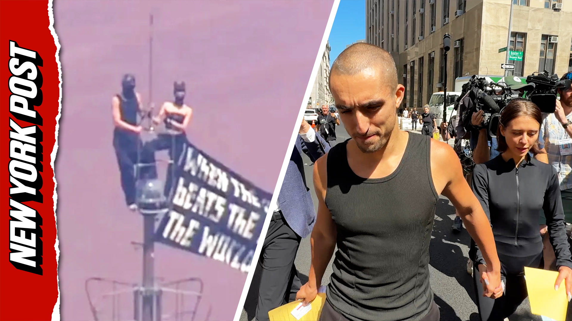 Daredevil couple leaves court after felony charges over Empire State ...