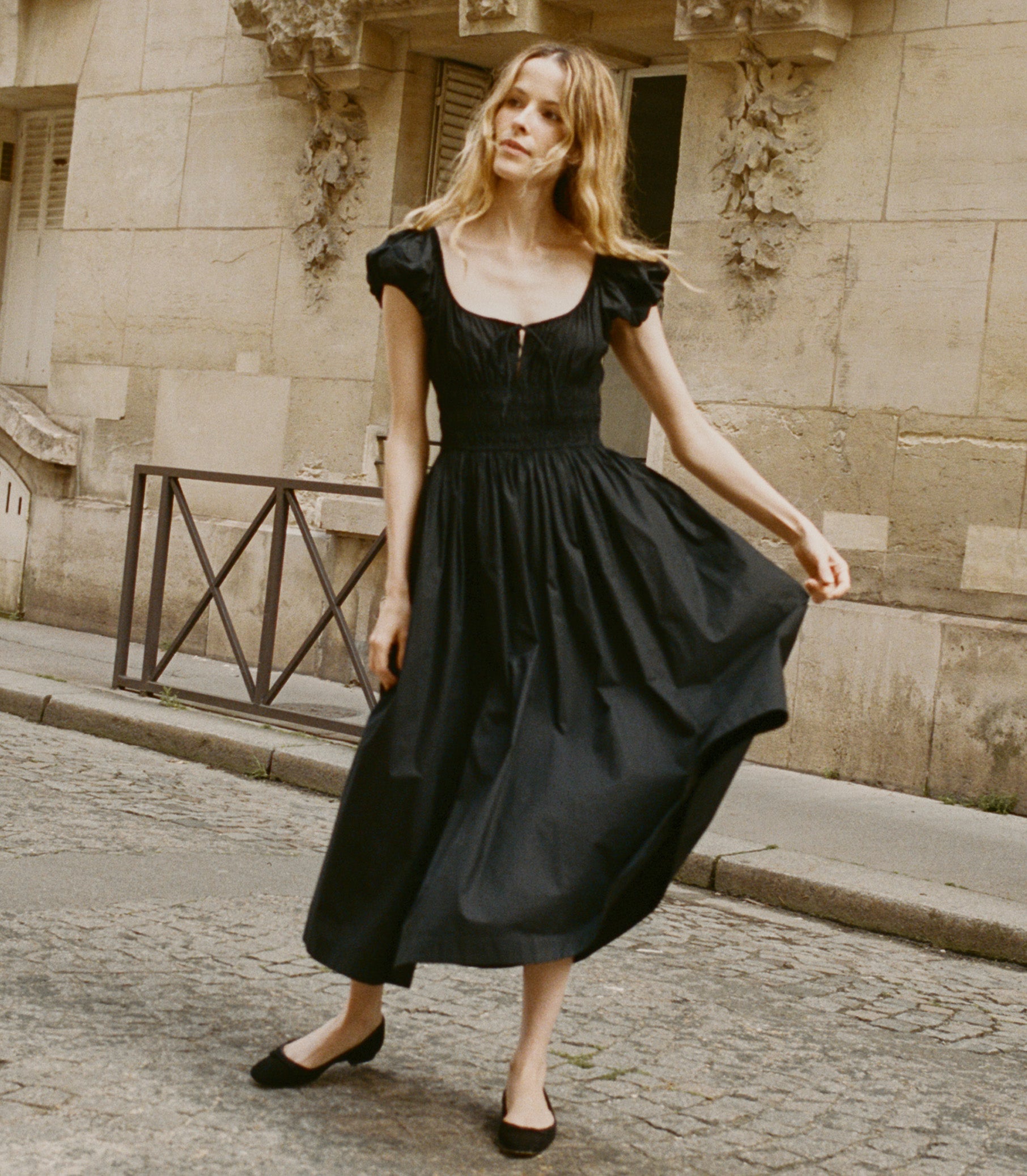 h and m black dresses Women's Black Linen-Blend Dress