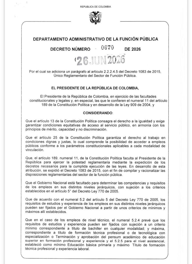 Decreto firmado por el Gobierno de Gustavo Petro.