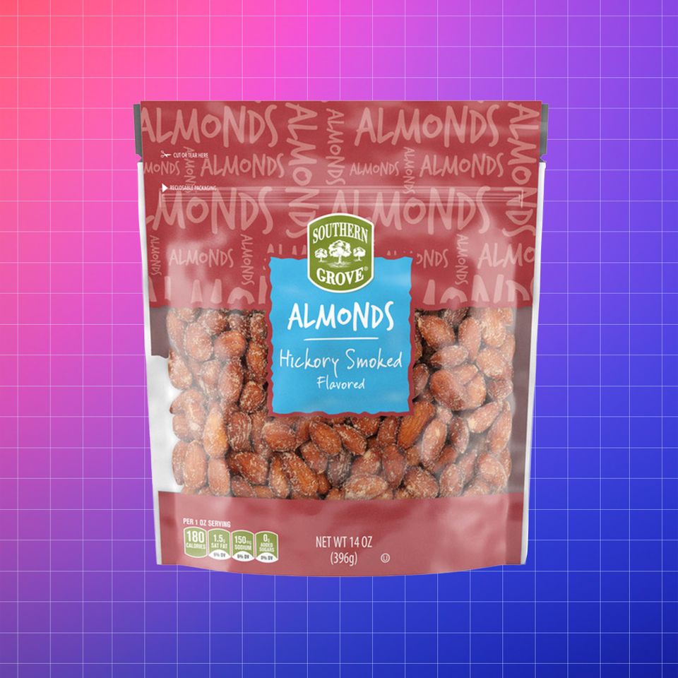A package of Southern Grove Hickory Smoked Almonds