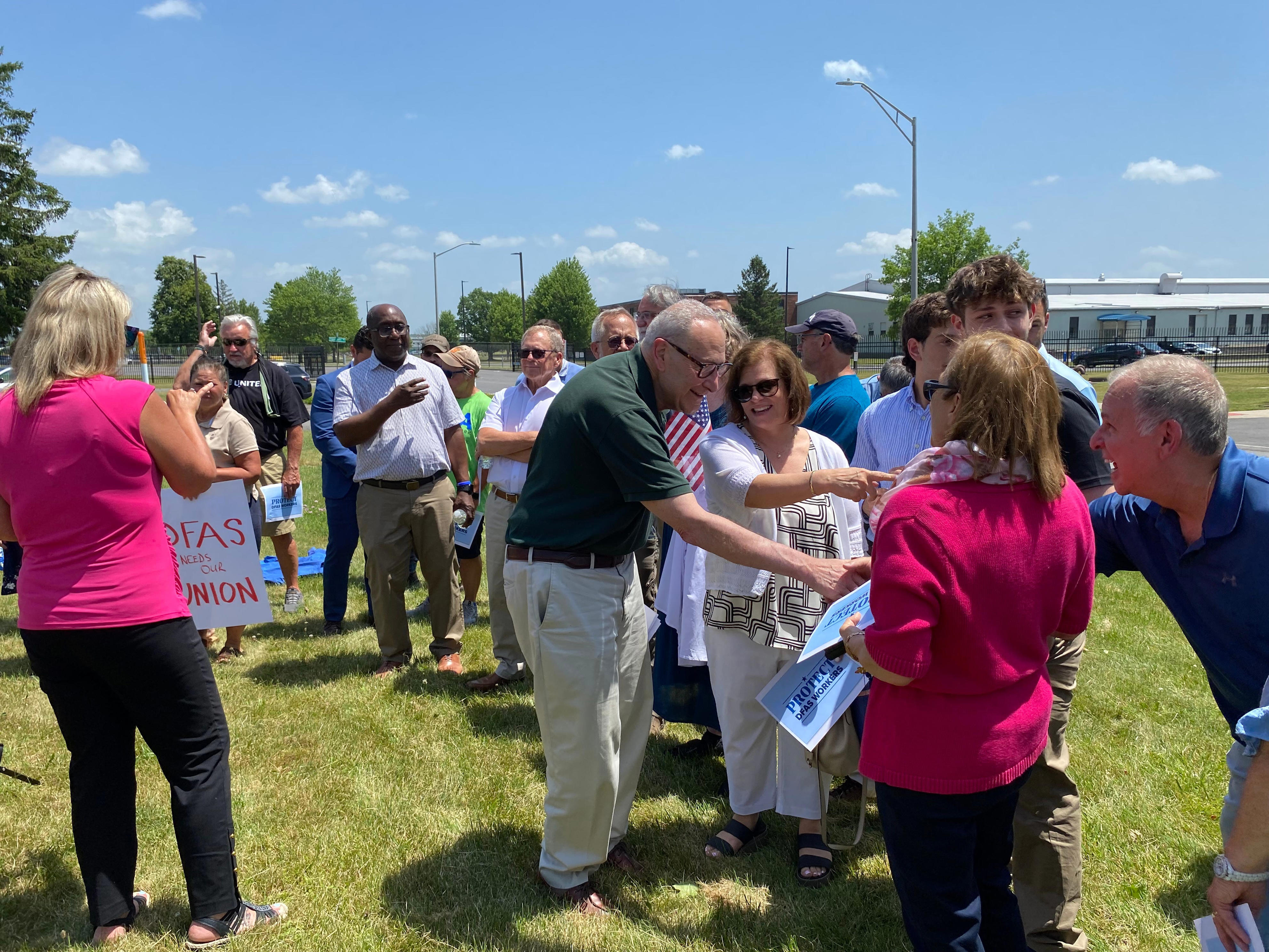 Why did Schumer come to Rome to defend DFAS, Rome Lab workers?
