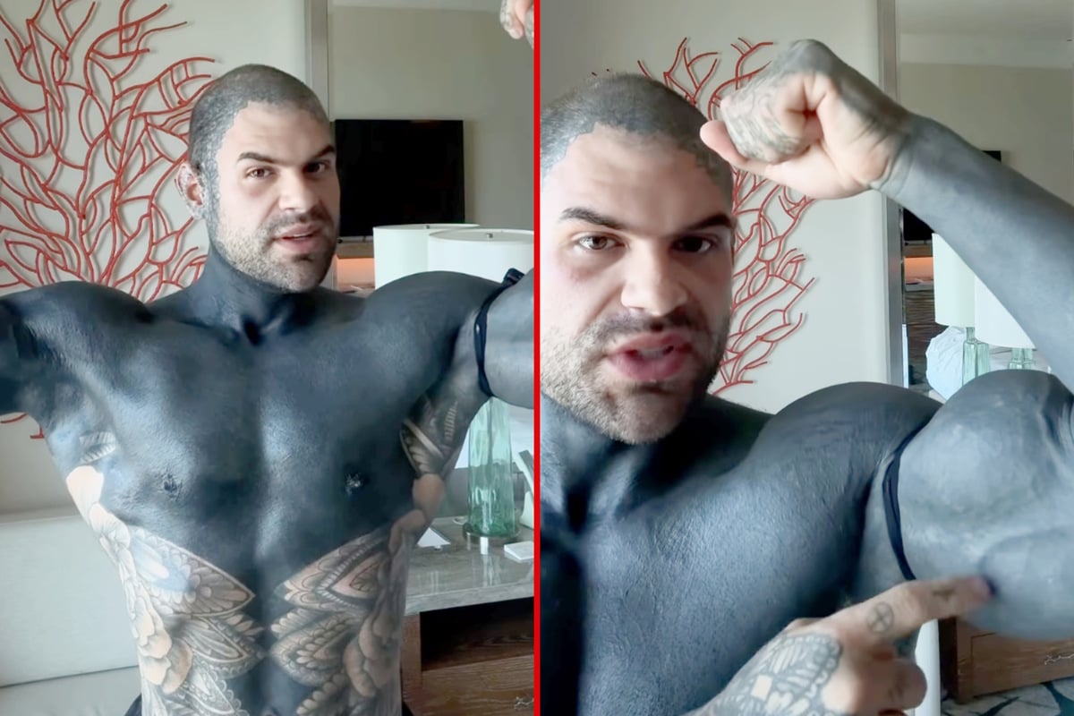 Dave Chudley what he wishes he'd learnt earlier – before he covered himself in radical blackout tattoos. Collage: Screenshots/Instagram/@ink.body1