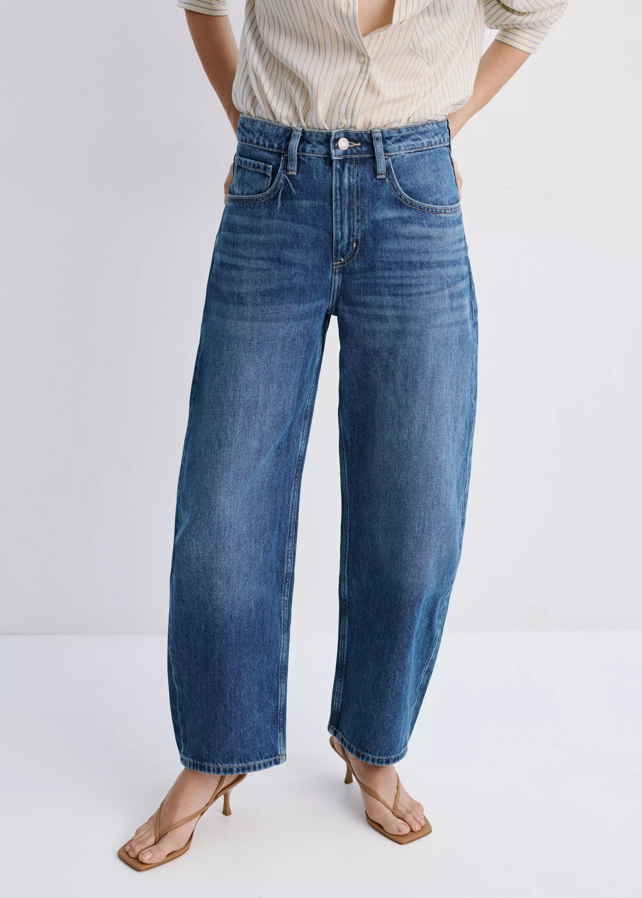 High-Waisted Barrel Jeans - Women | Mango Usa