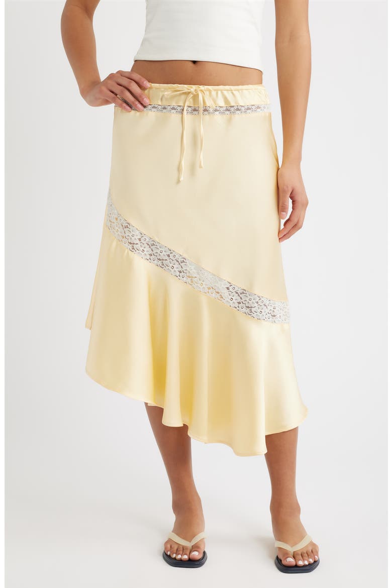 Delphia Lace Inset Asymmetric Satin Skirt