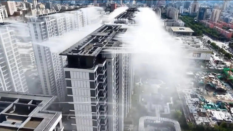 china's rooftop 'rain' cooling system is going viral: here's the science behind it