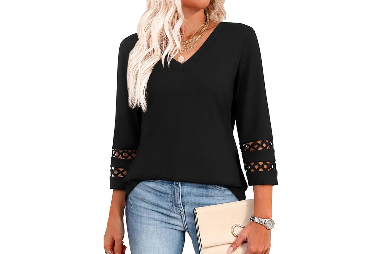 Amazon Xieerduo 3/4 Length Sleeve Womens Tops