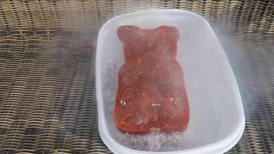 This 5lb gummy bear freezes solid then explodes