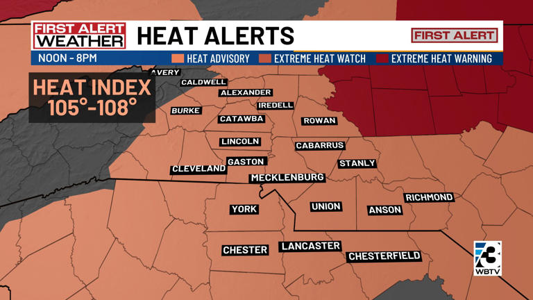 Heat advisory issued for most Charlotte-area counties, some lasting ...