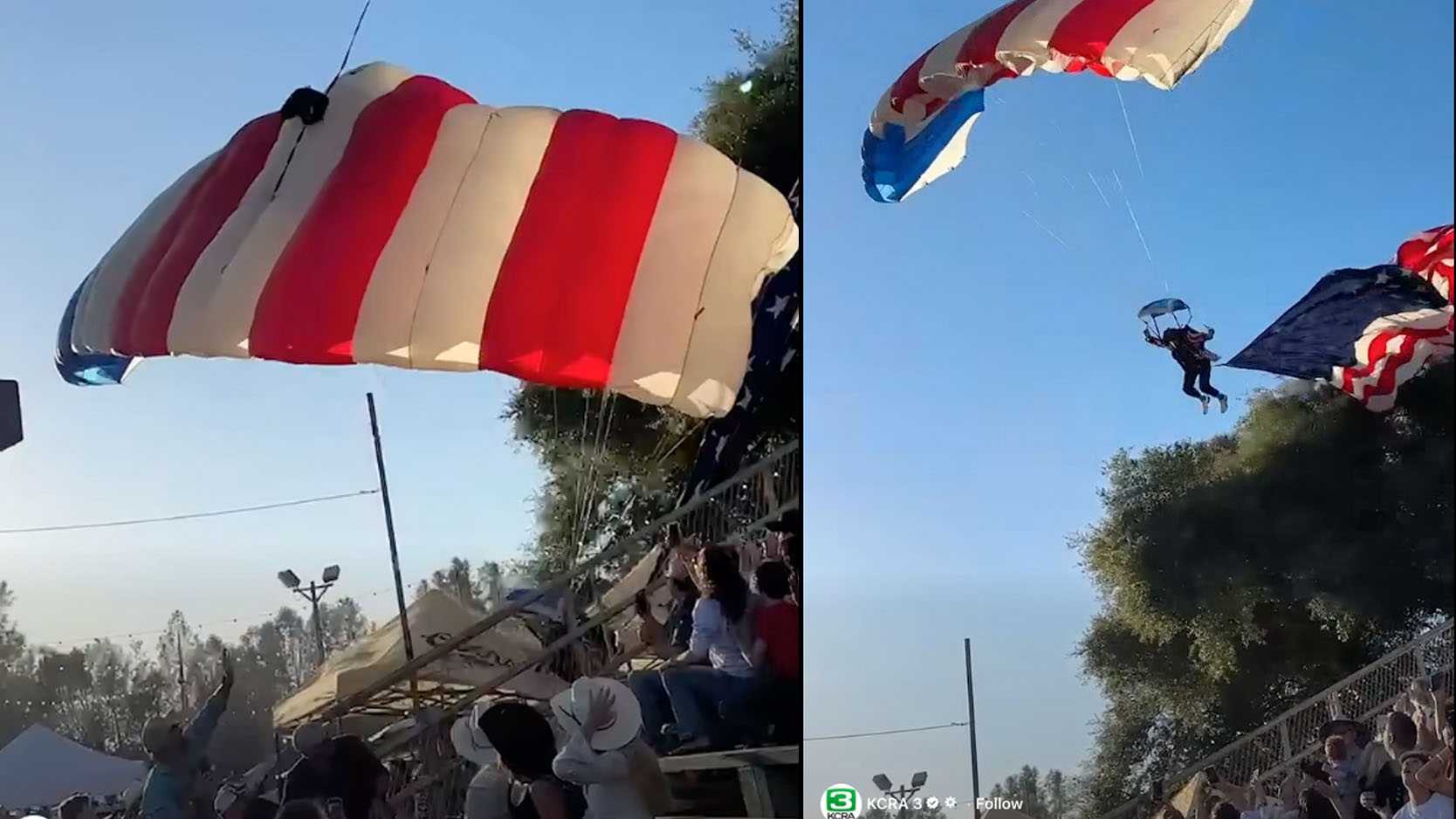 Video: Skydiver crashes near crowd during California rodeo event