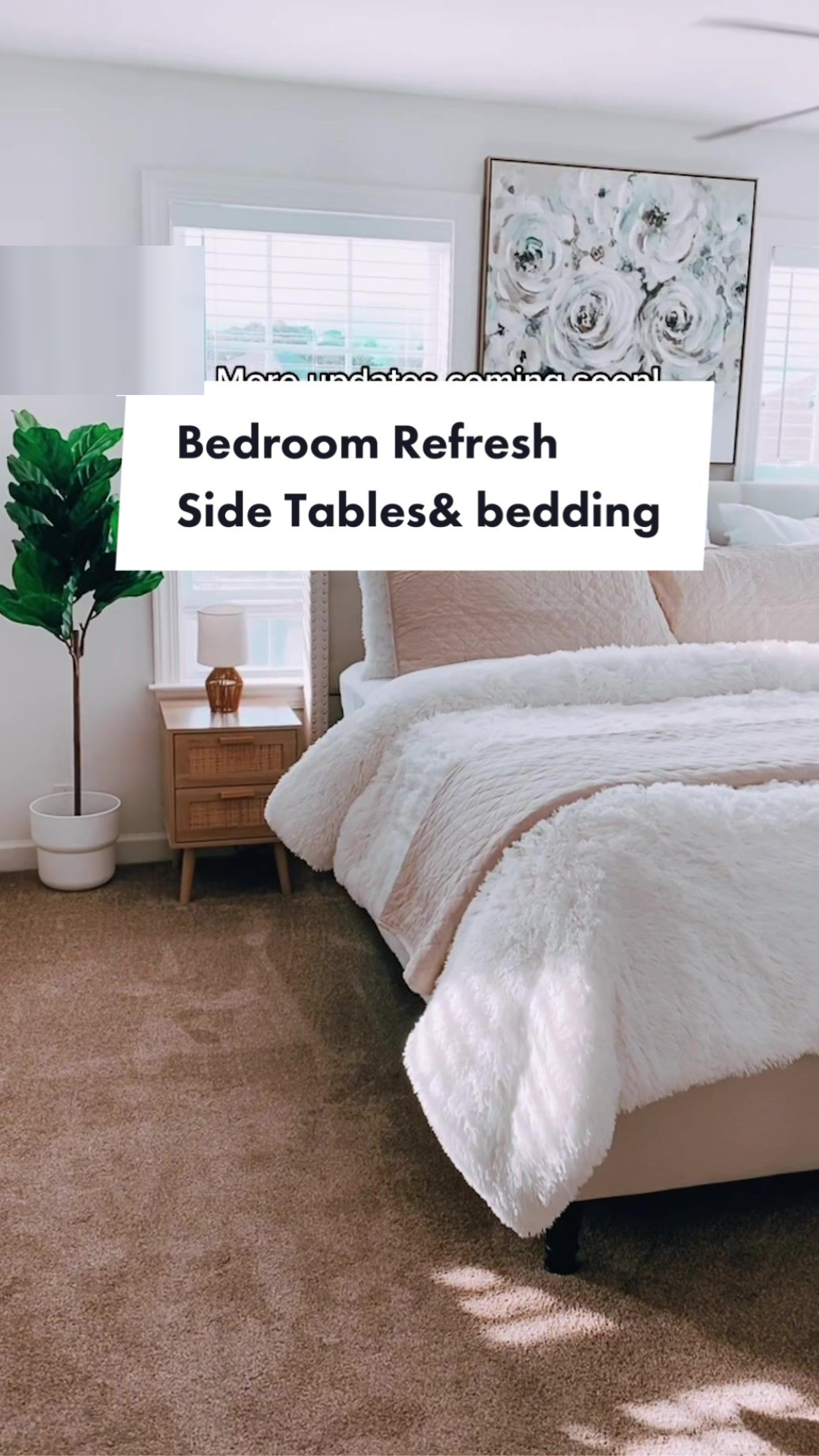 Cozy bedroom refresh with cute side tables and neutral decor